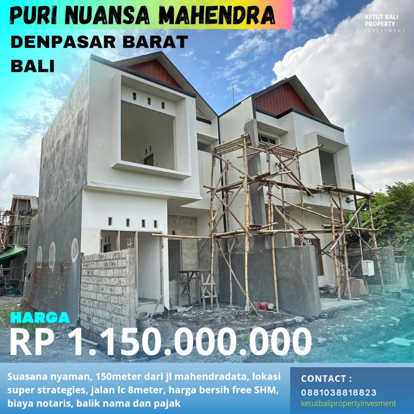 GAGAL CREDIT, DIJUAL KEMBALI. Hunian Exclusive Di Tengah Kota. Hanya 1 unit. (Dalam proses finishing) Lokasi Yang Strategis Dengan Akses Yang Lega dan Langsung terhubung Jalan Utama Mahendradata dan Teuku Umar